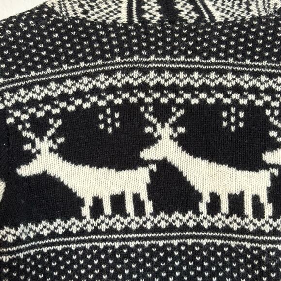 Cambridge Dry Goods Wool Sweater Black Cream Deer Sz S - Picture 7 of 8